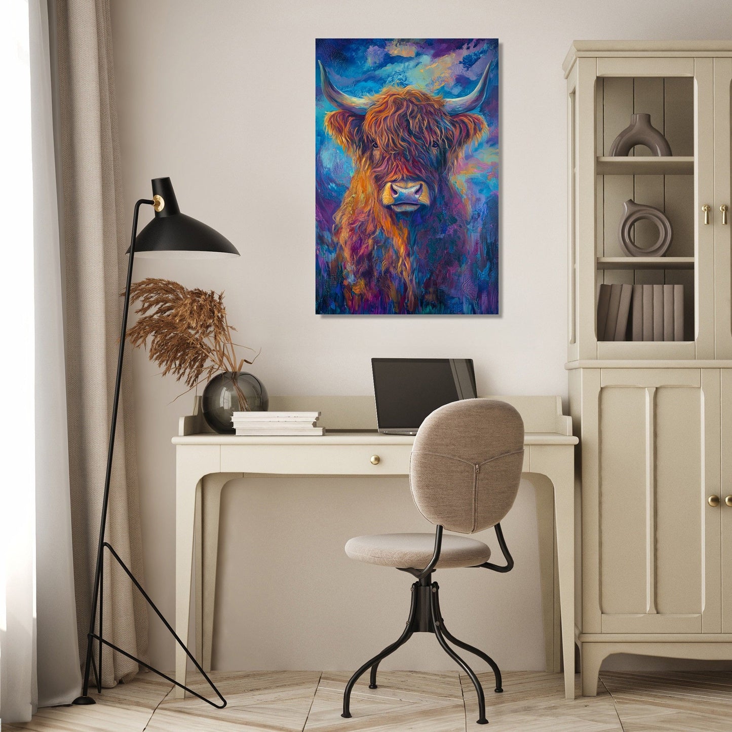Twilight Highland Cow Canvas
