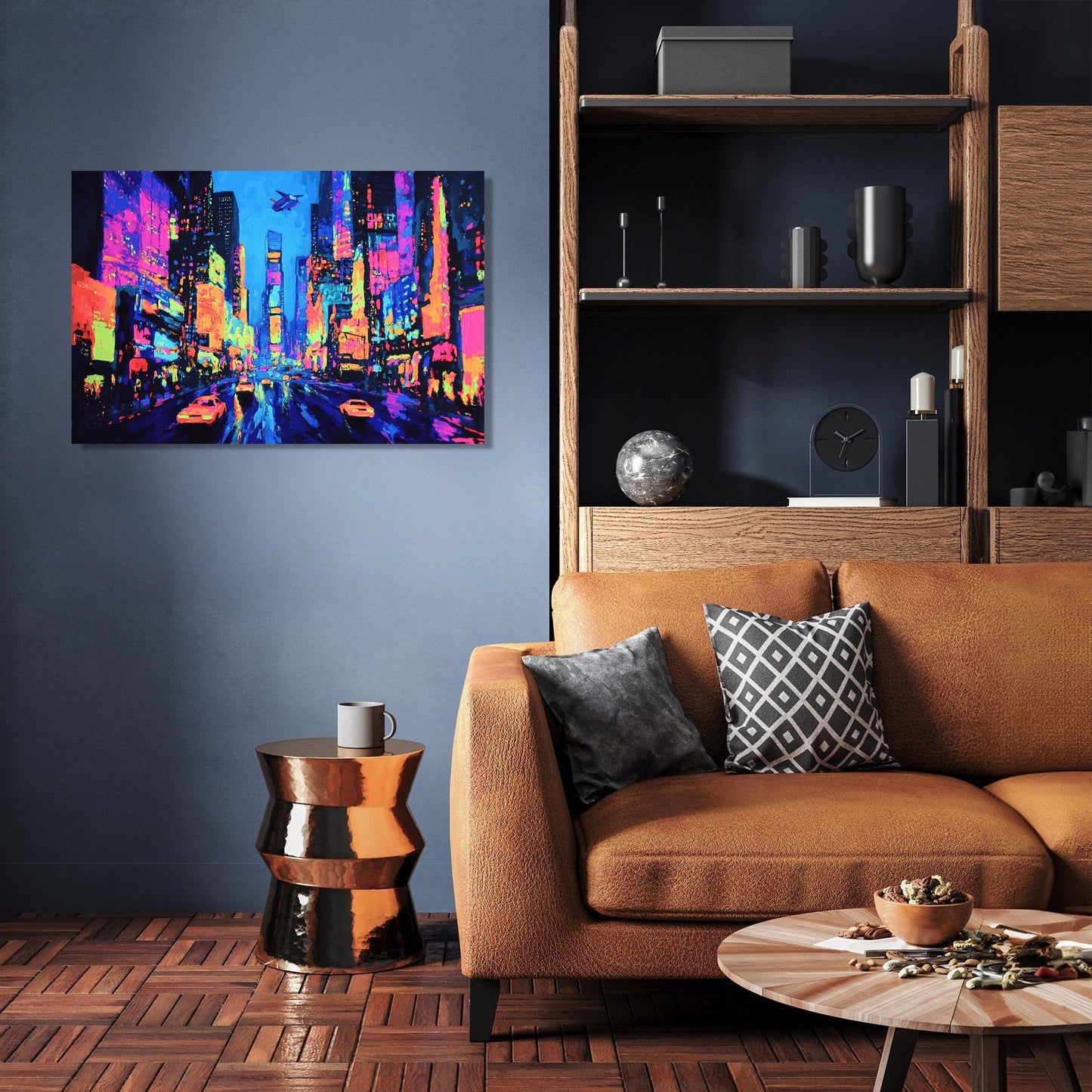 Neon Metropolis Night Canvas