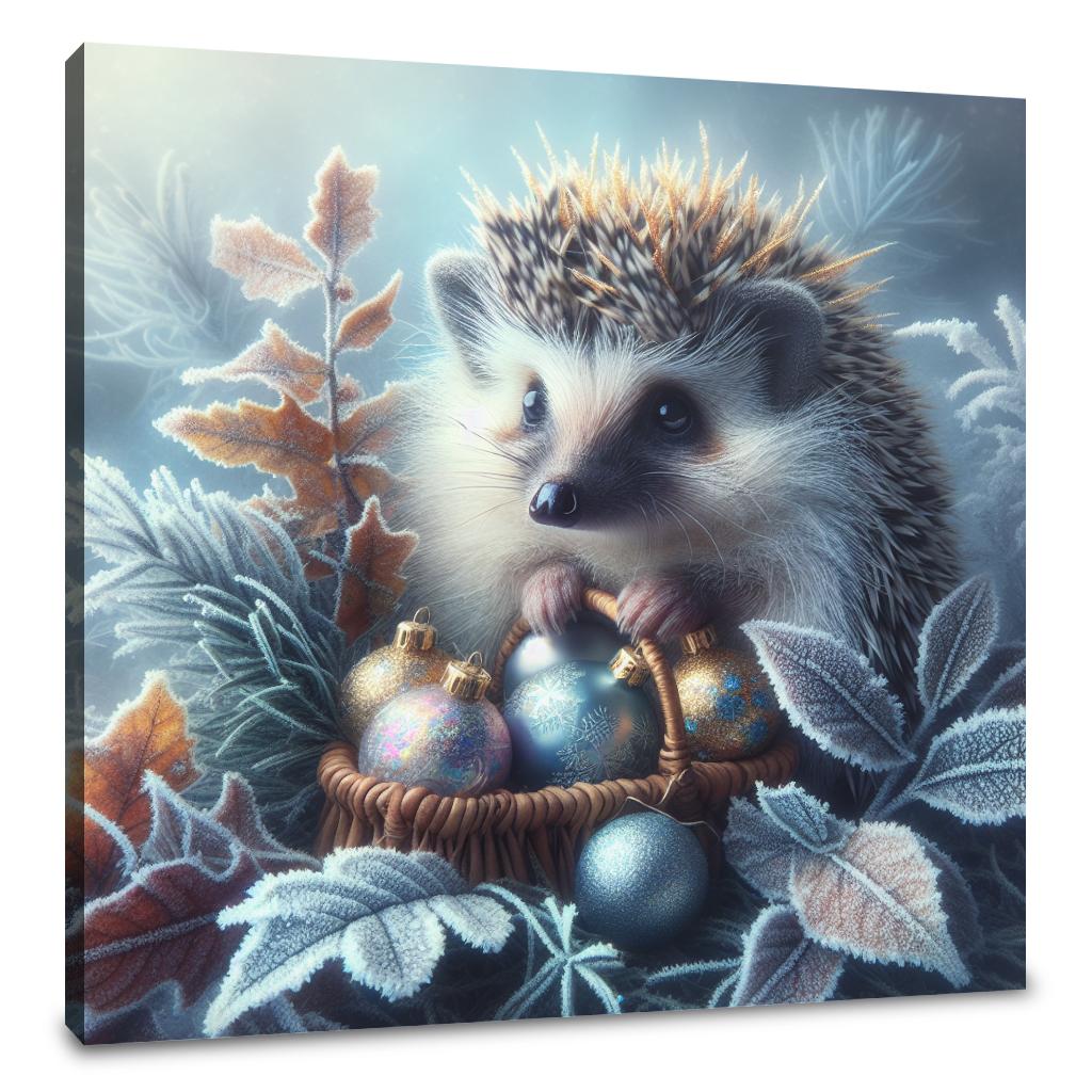 Festive Morning Hedgehog Canvas