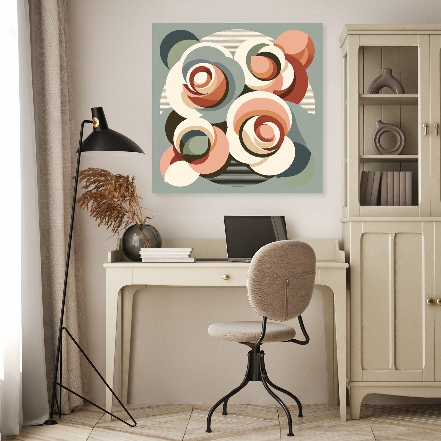 Mid-Century Modern Rose Symphony Canvas