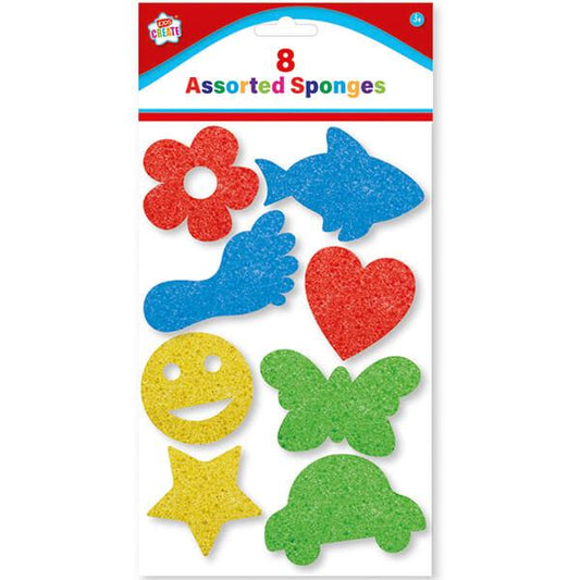 Children's Pack of 8 Fun Assorted Sponges for Arts and Crafts