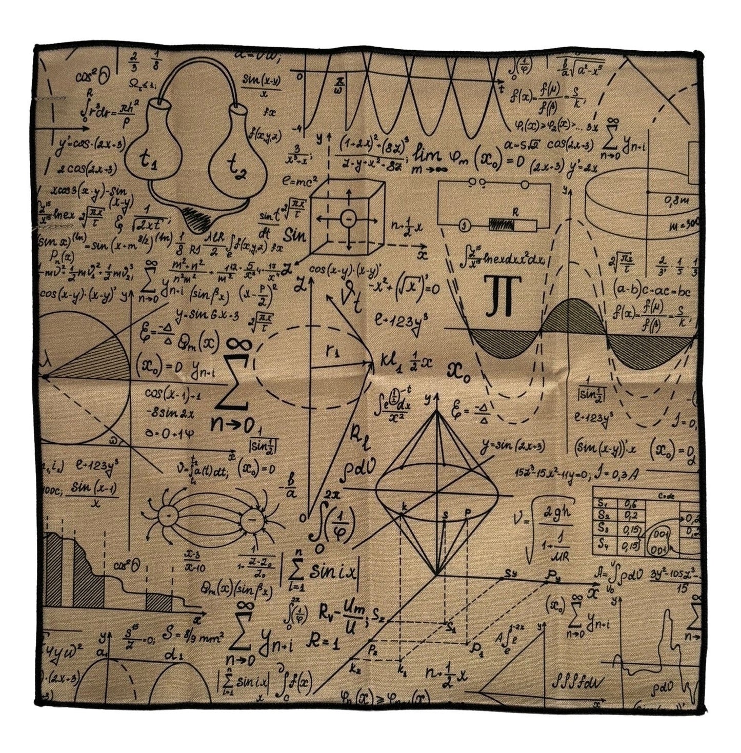 maths equation beige gold pocket square
