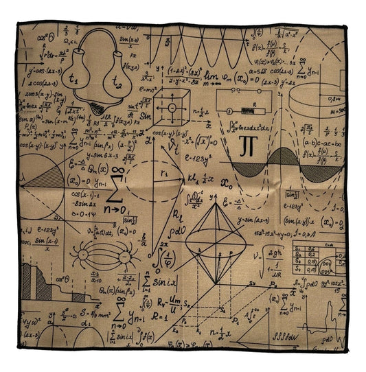 maths equation beige gold pocket square