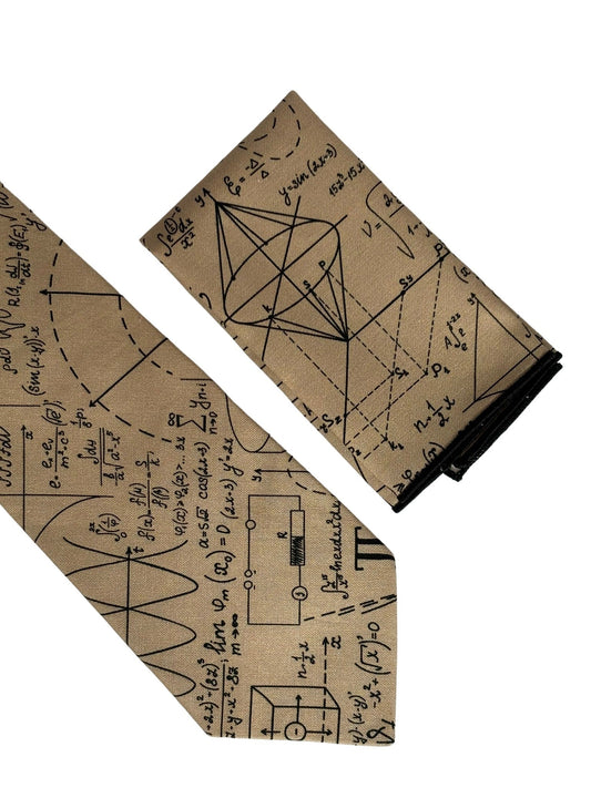 maths equation beige gold pocket square