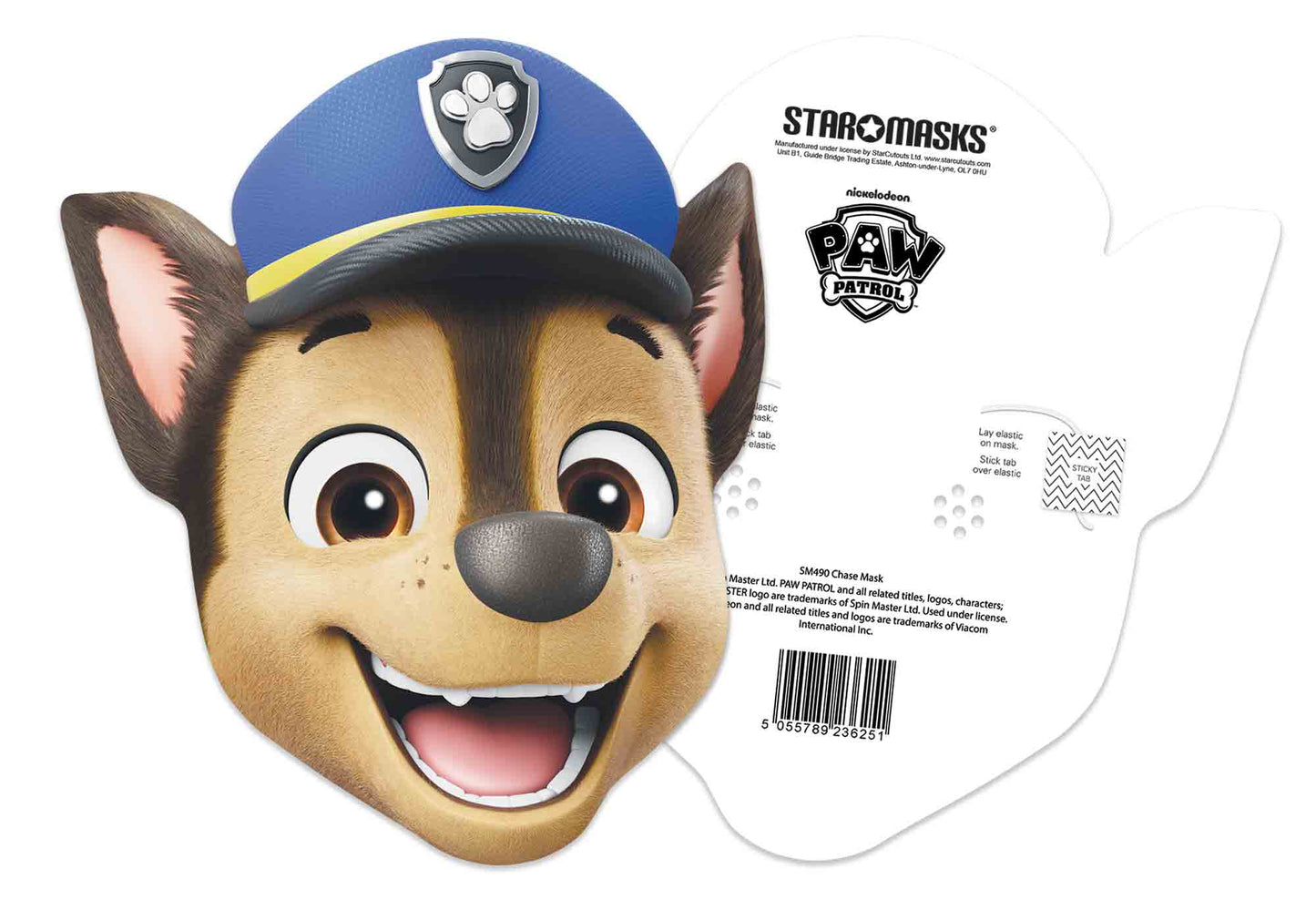 SMP469 Chase Paw Patrol  6 Pack Paw Patrol Cardboard Face Mask Height 30cm