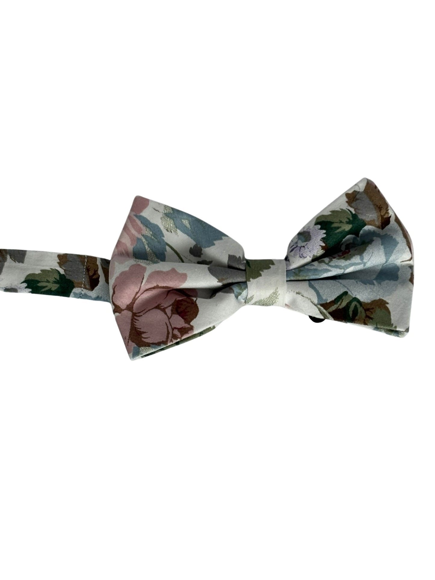 watercolour style English pink rose garden cotton bow tie