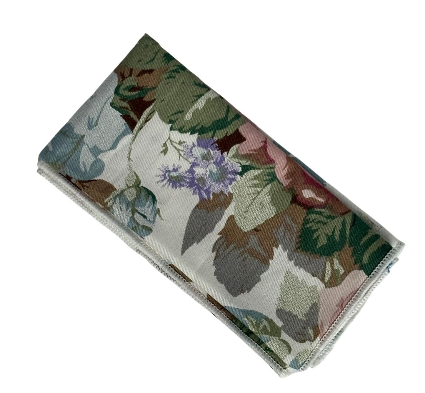 watercolour style English pink rose garden cotton  pocket square