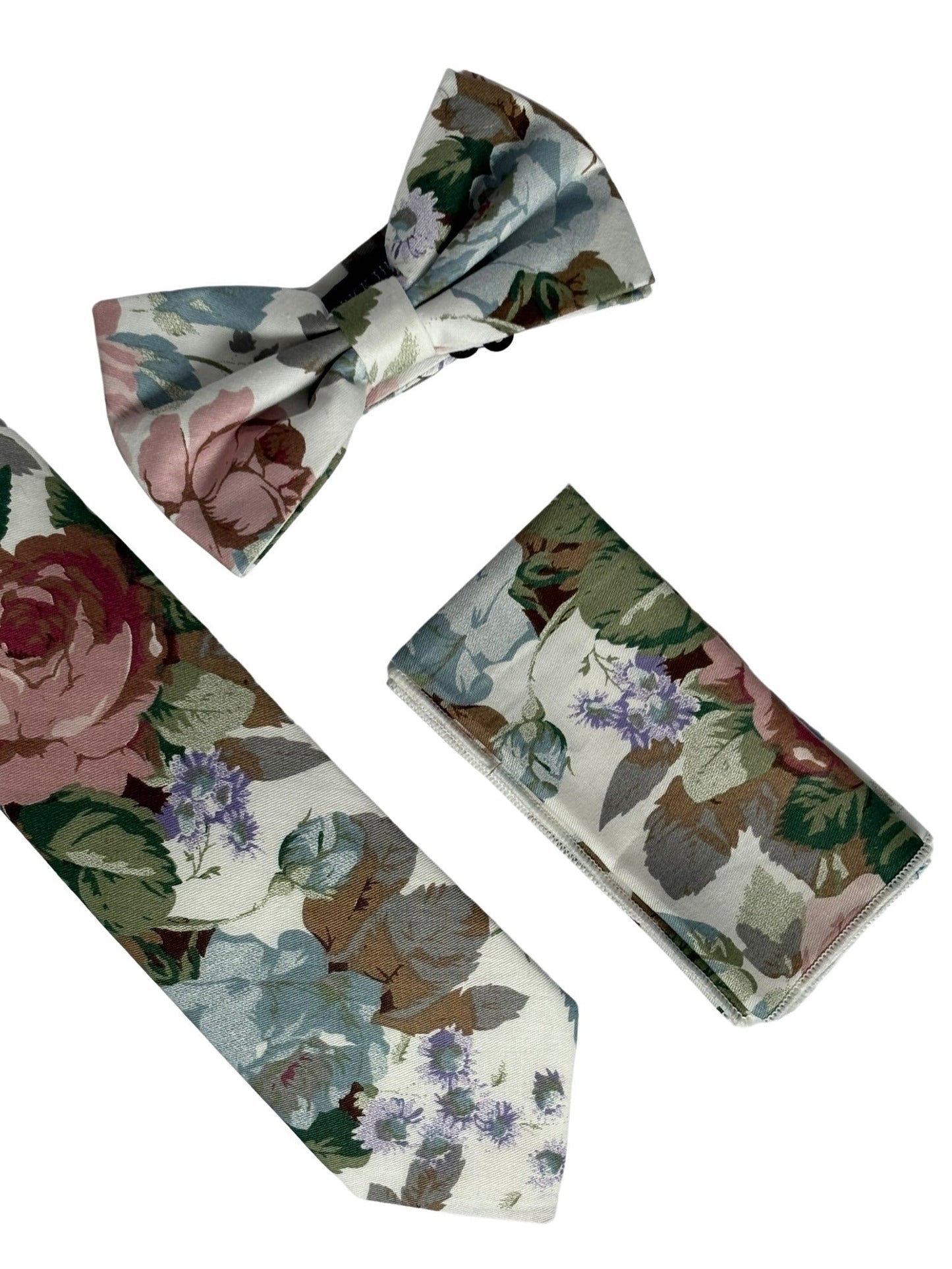watercolour style English pink rose garden cotton  pocket square