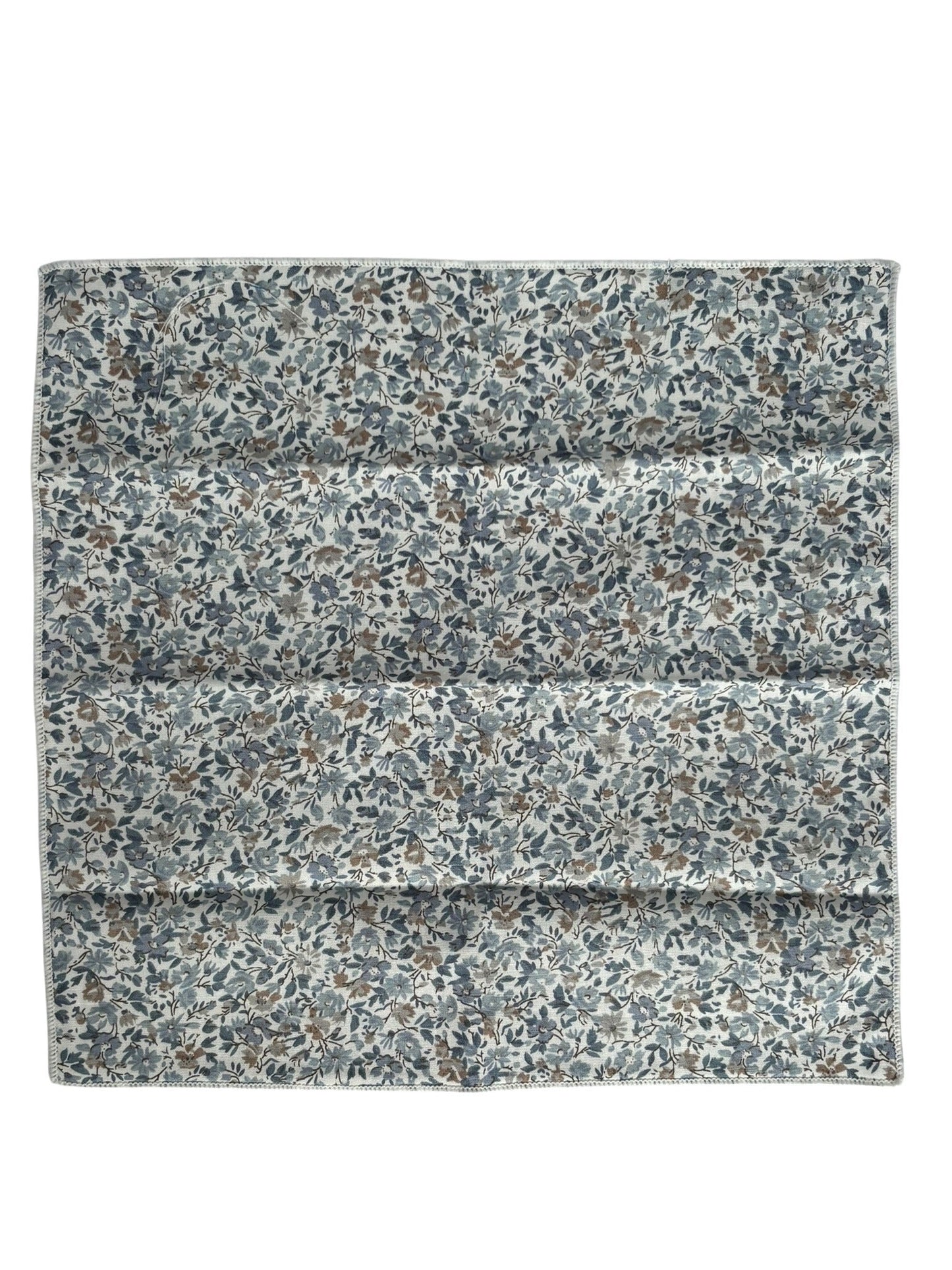 dusky blue English wildflower  design cotton pocket square