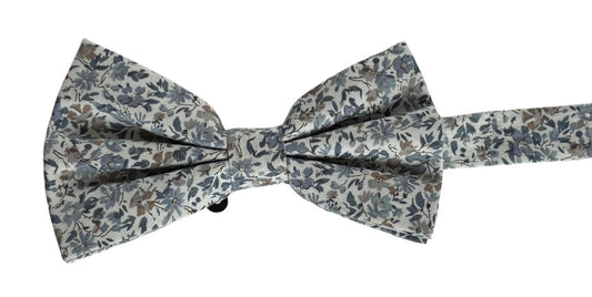 dusky blue English wildflower  design cotton bow tie