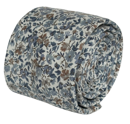 dusky blue English wildflower wedding design  cotton tie and matching  pocket square