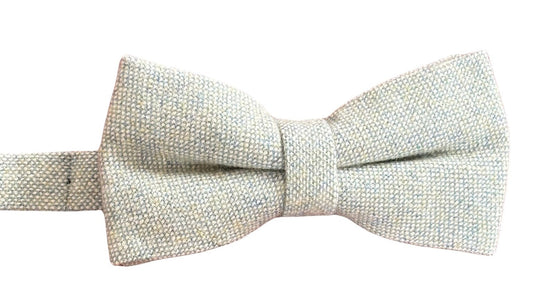 mint pistachio wool bow tie with  blue flecks