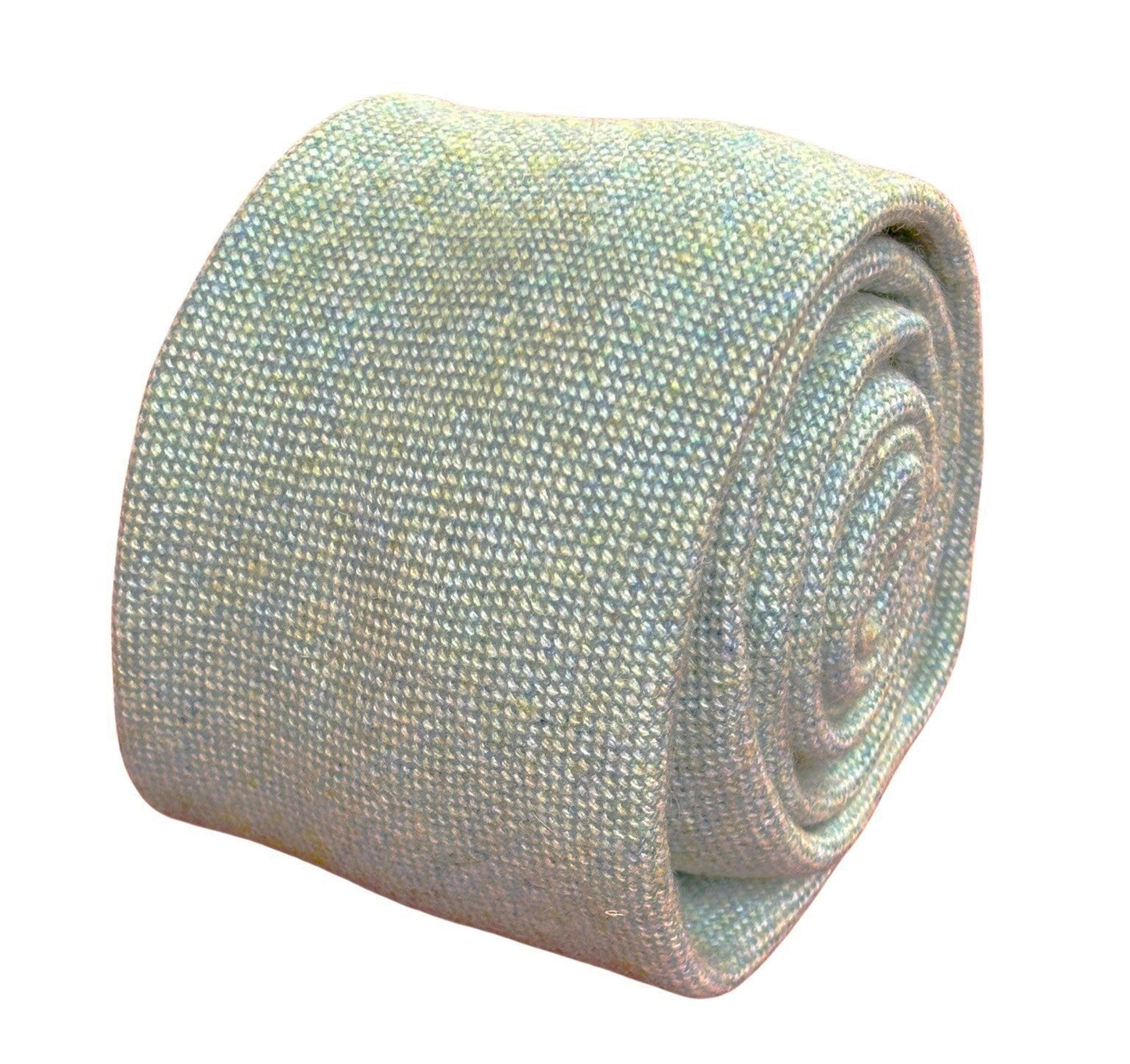 mint pistachio wool tie with blue flecks  and matching pocket square