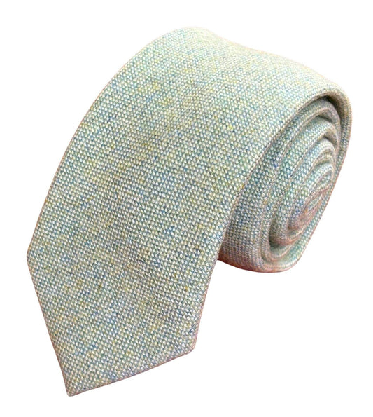 mint pistachio wool tie with  blue flecks