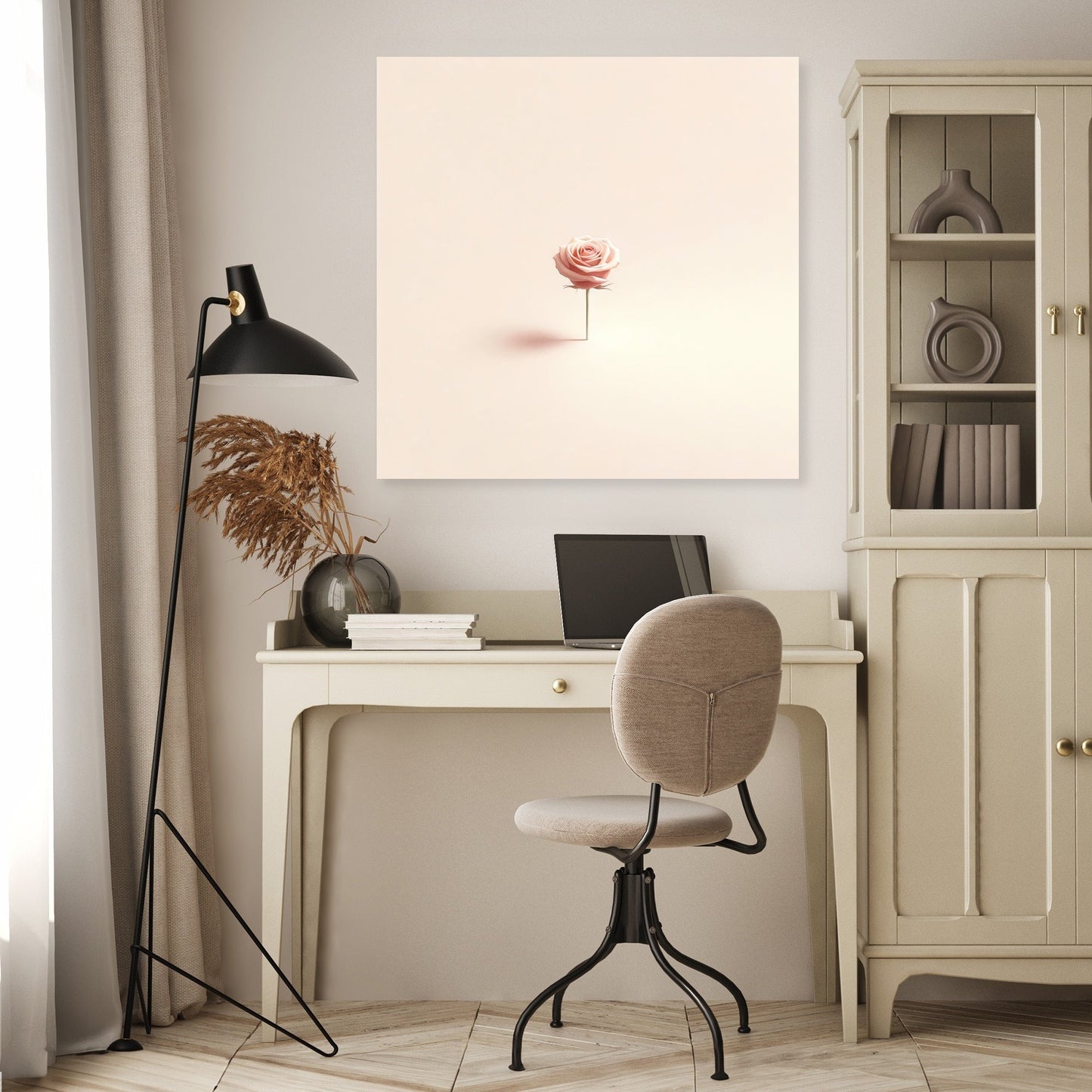 Minimalist Rose Contemplation Canvas