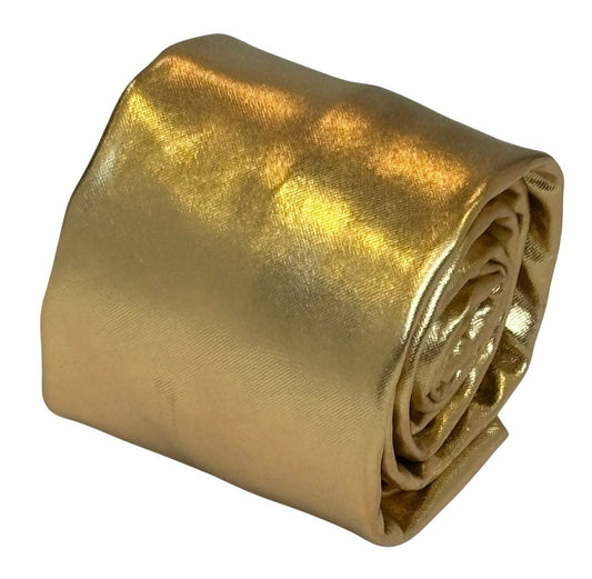 gold tie in a shiny lame metallic foil design