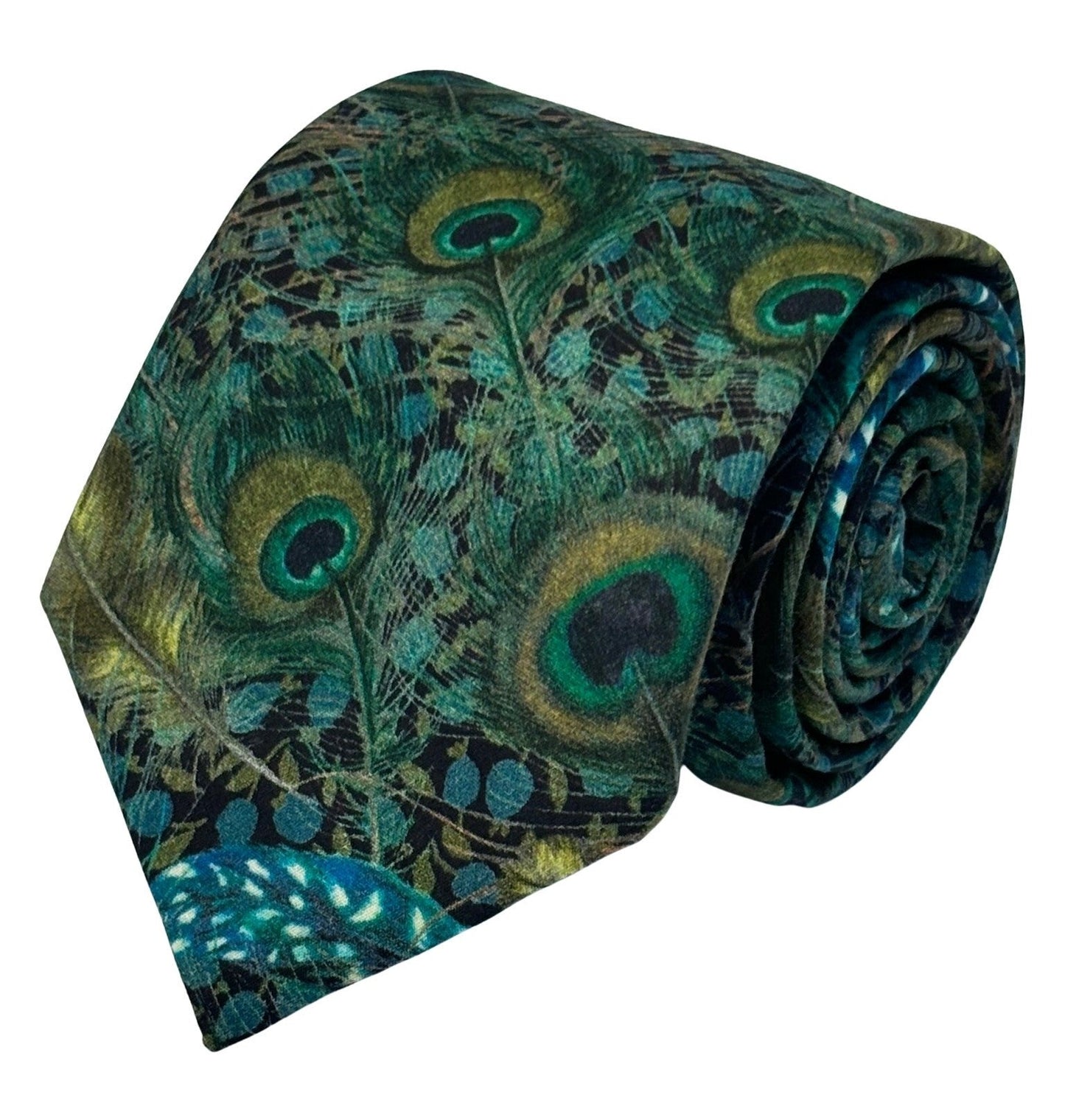 Liberty style peacock feather design tie
