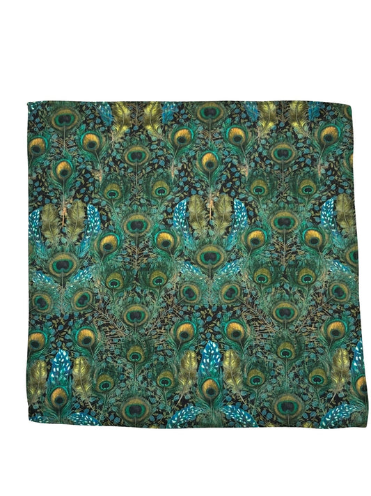 Liberty style peacock feather design pocket square