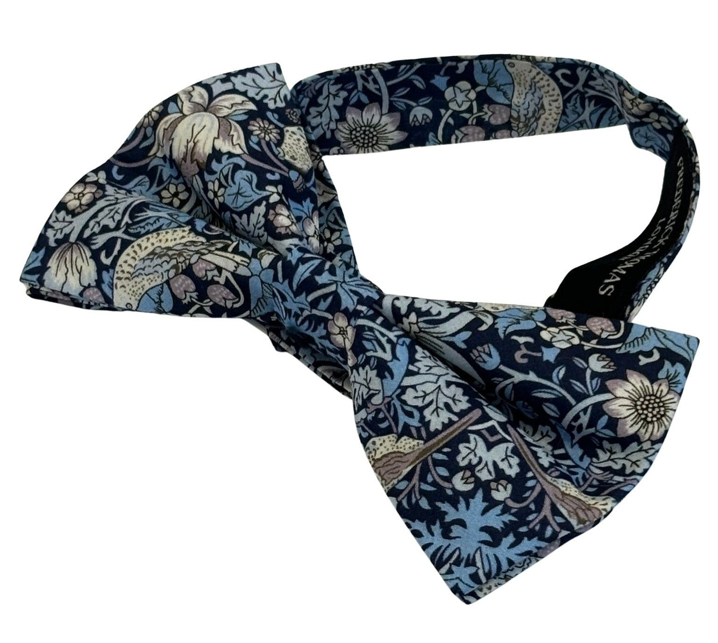 william morris liberty style blue strawberry thief english garden wildflower design adult bow tie