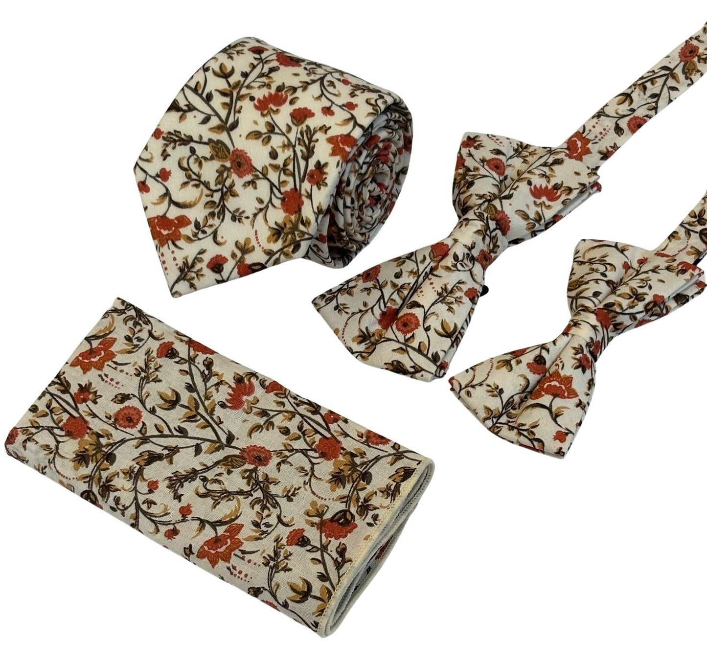 Liberty style red climbing English wildflower design adult bow tie