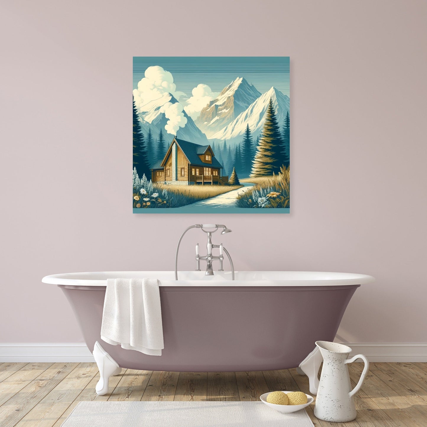 Mountain Cabin Serenity Canvas