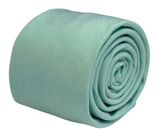 Extra long plain aqua turquoise pale cyan green cotton tie