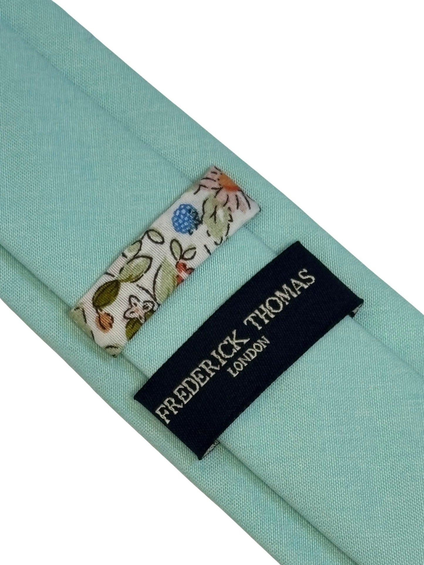 Extra long plain aqua turquoise pale cyan green cotton tie
