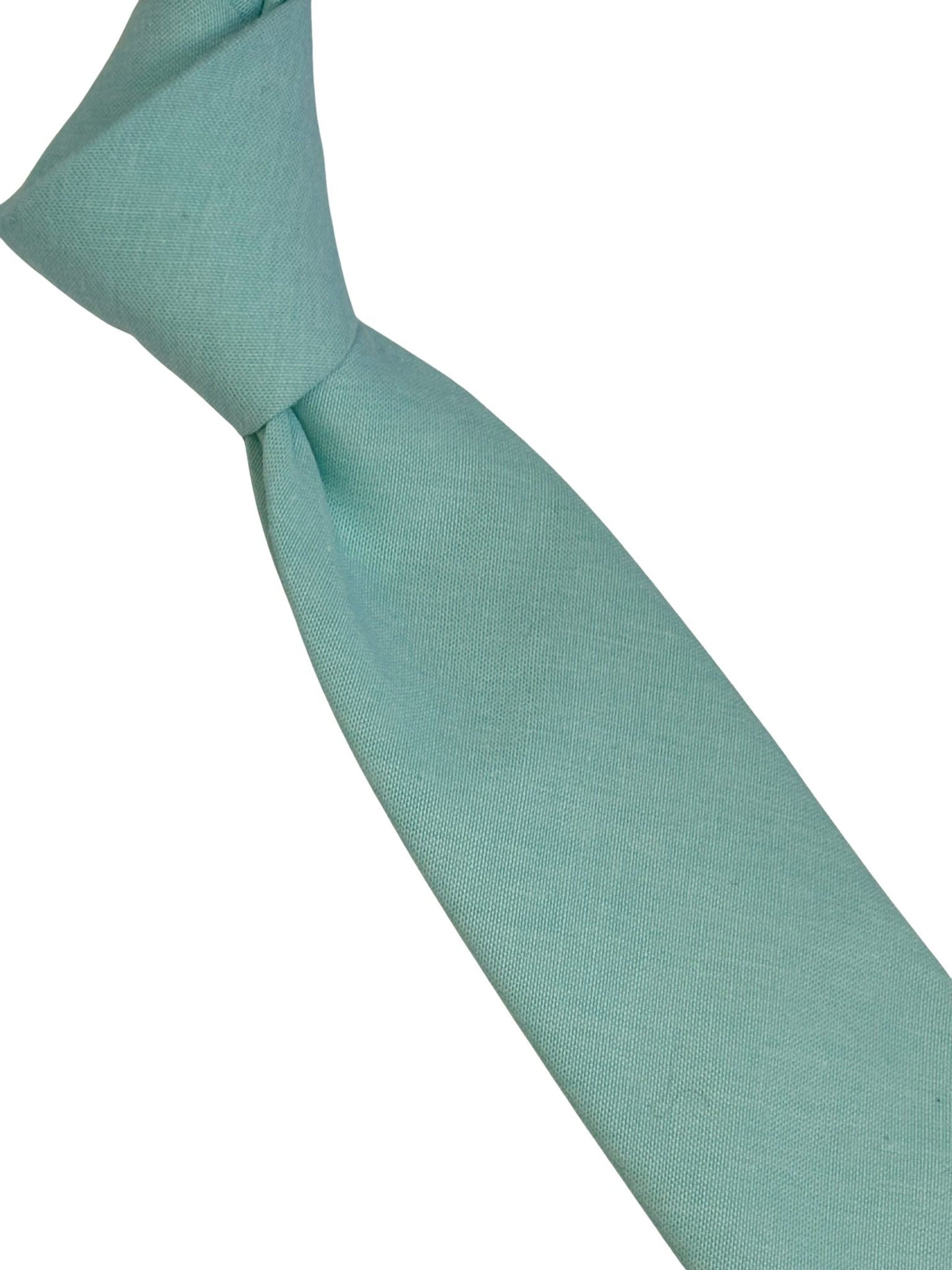 Extra long plain aqua turquoise pale cyan green cotton tie