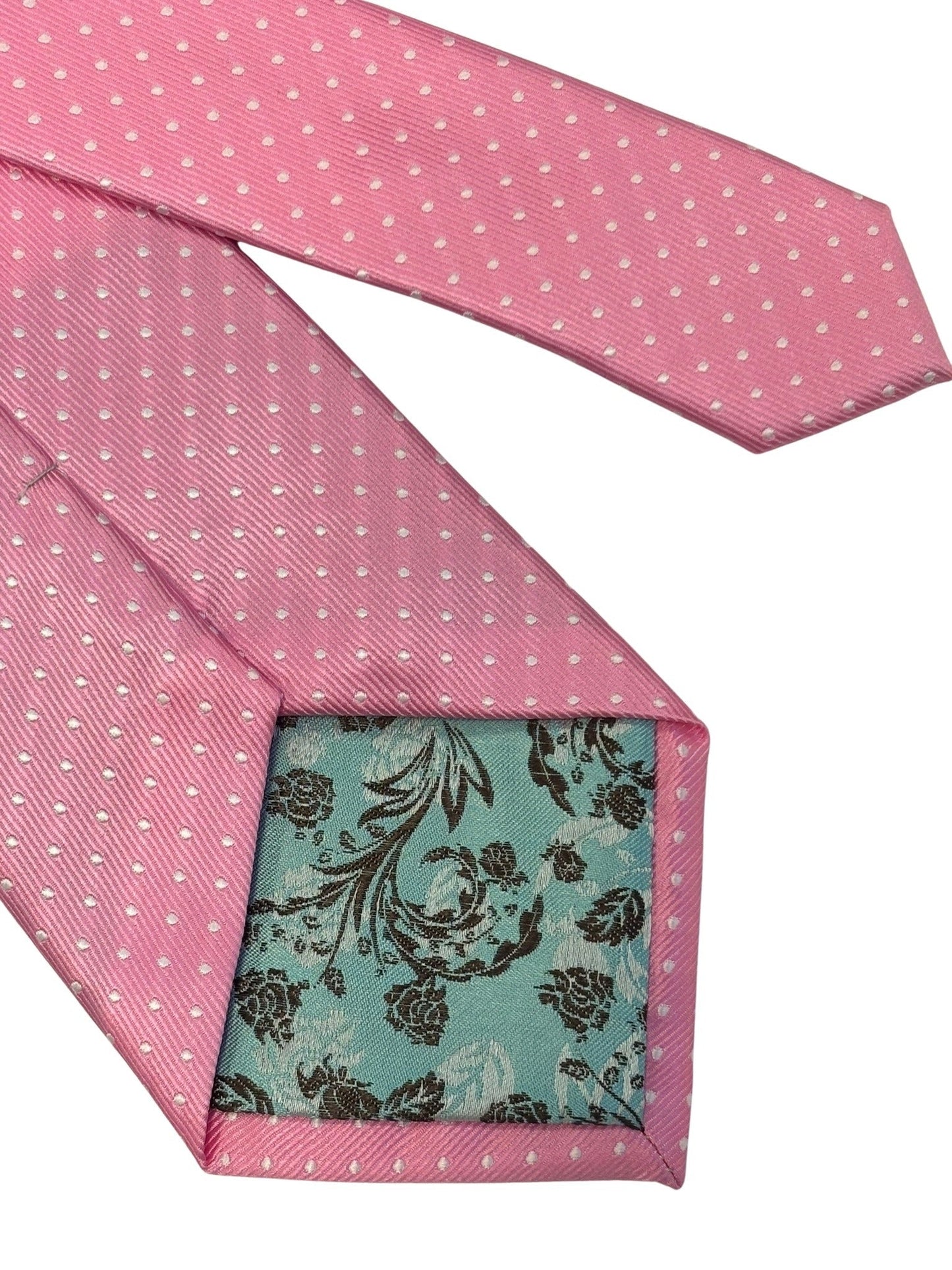 ballerina baby pink mens tie with  white pin spot