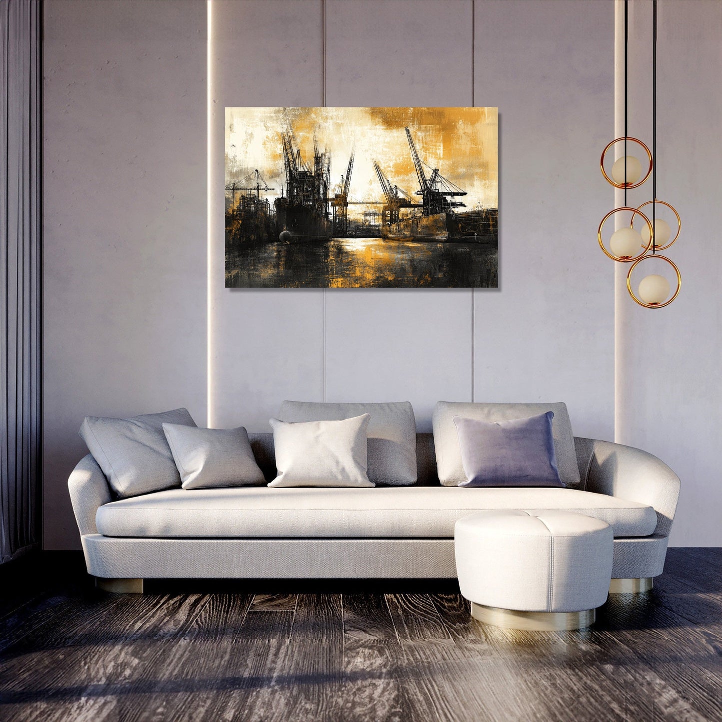 Shipyard Silhouette Canvas