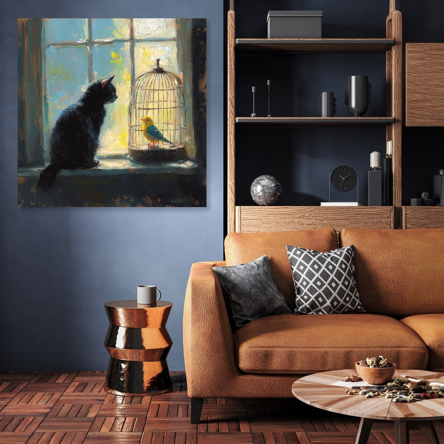 Cat and Canary Standoff Canvas