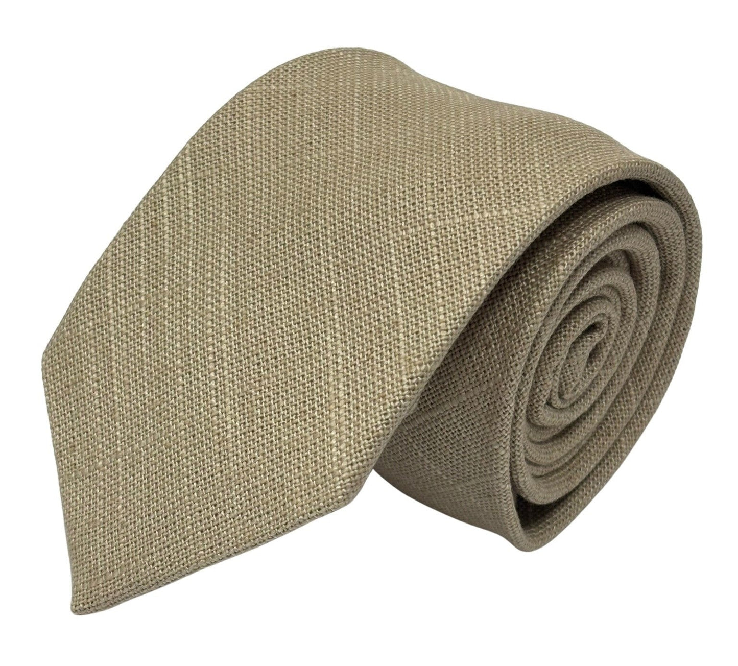 beige cream plain textured linen tie