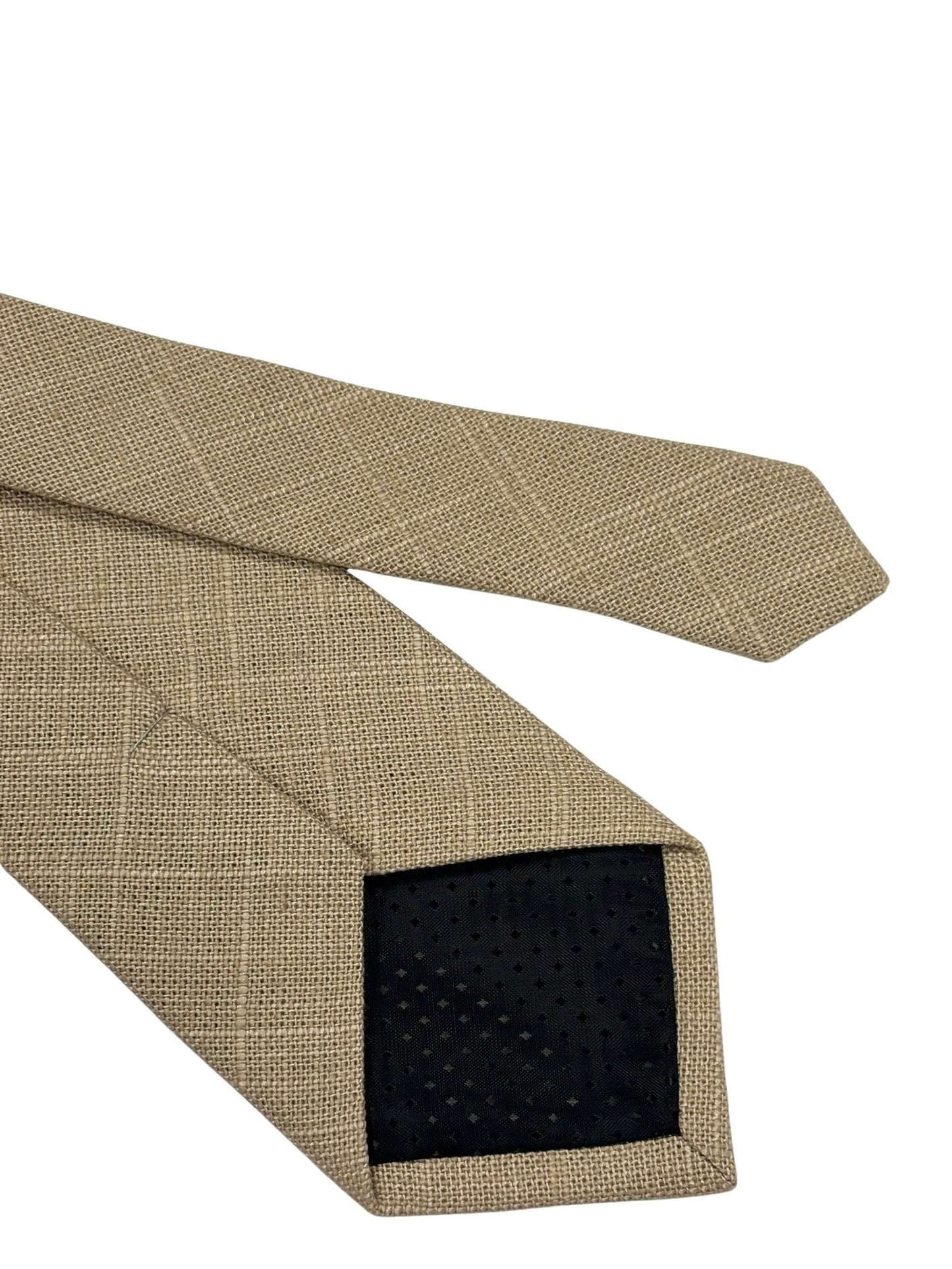 beige cream plain textured linen tie