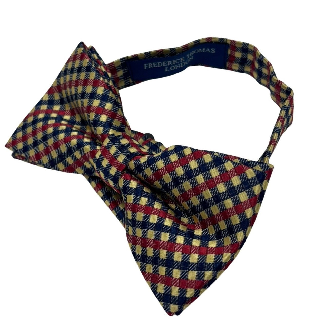cream, blue & red gingham check design adult  bow tie