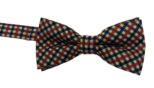 cream, blue & red gingham check design adult  bow tie