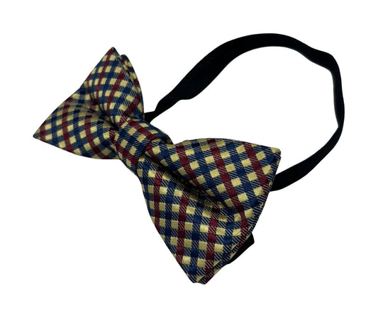 cream, blue & red gingham check design children's bow tie