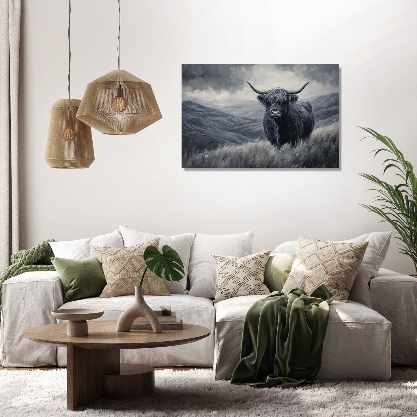 Monochrome Highland Majesty Canvas