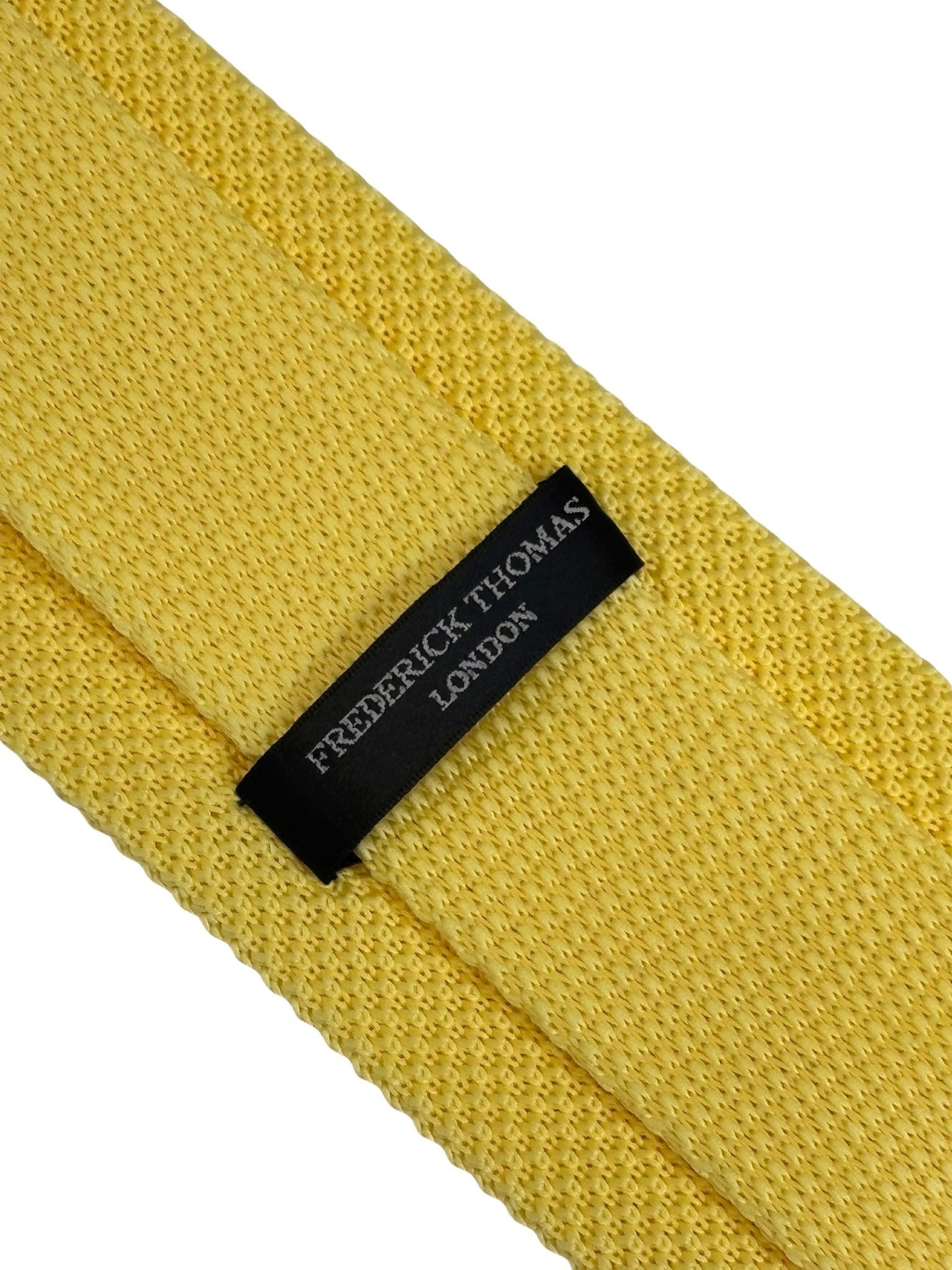 lemon yellow knitted 8cm width tie with pointed end