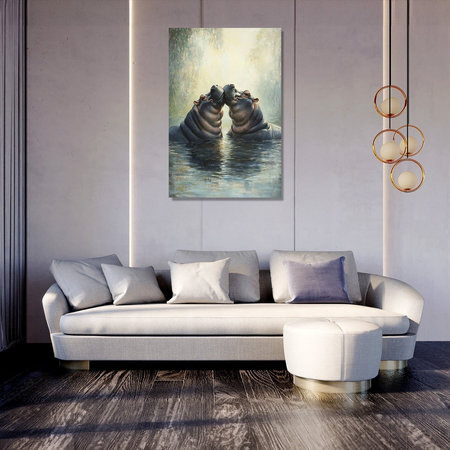 Pastel Hippo Harmony Canvas