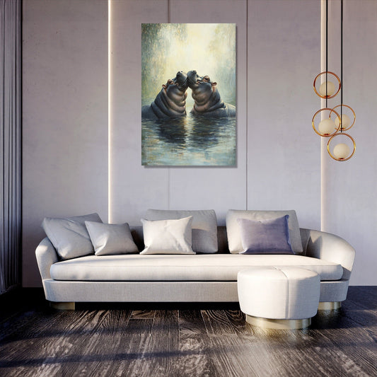 Pastel Hippo Harmony Canvas