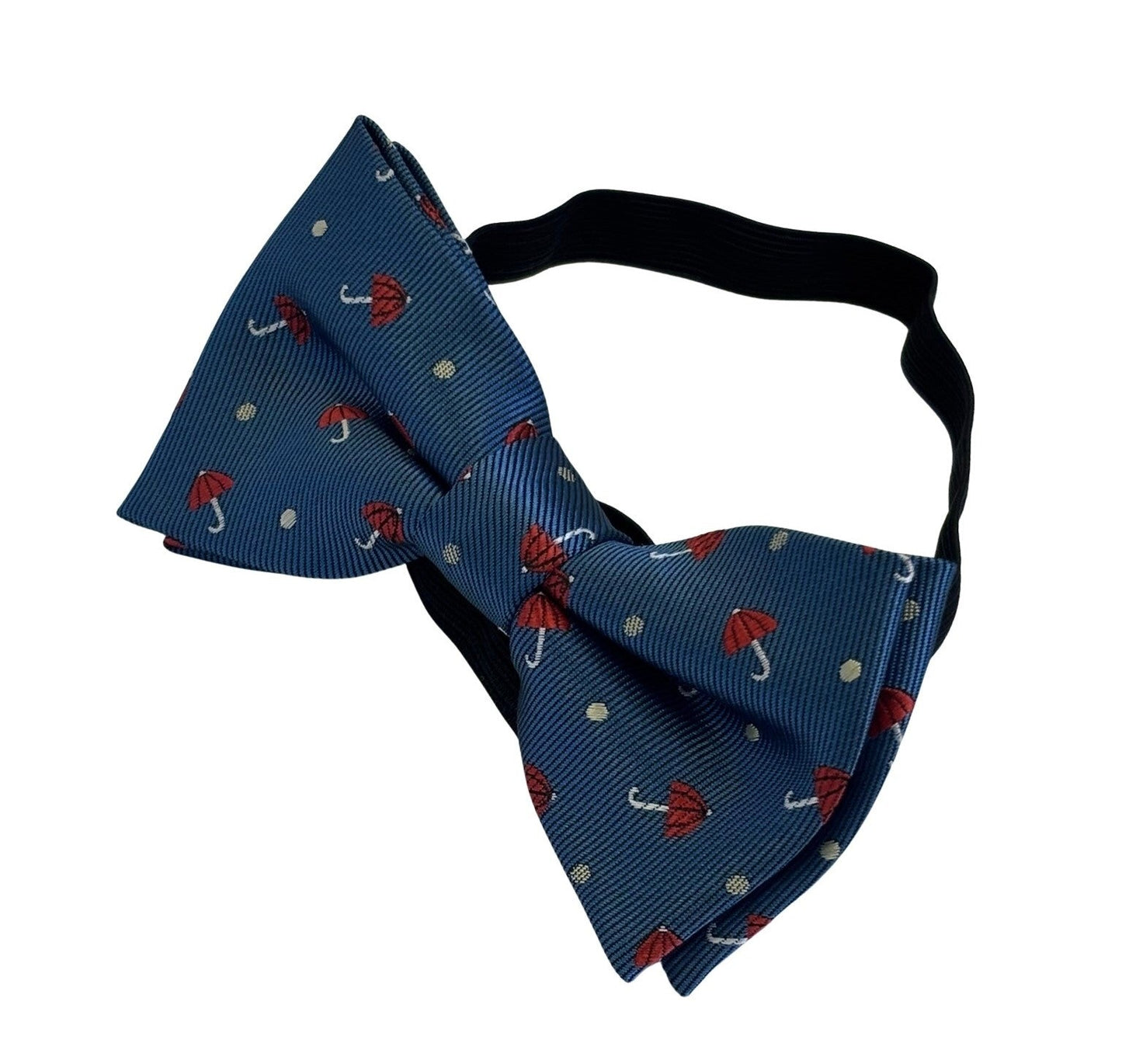 child's medium denim dark blue bow tie with a cute umbrella design