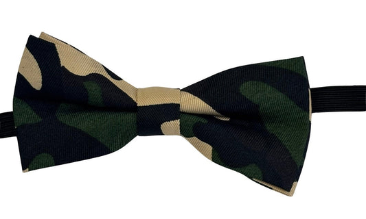 Child's bow tie with  army green camouflage design