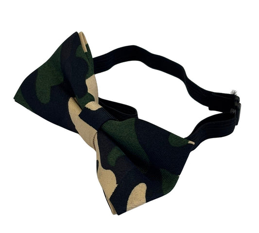 Child's bow tie with  army green camouflage design