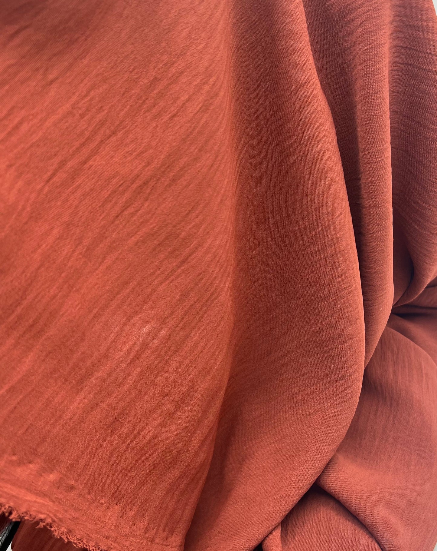 Plain Autumn Brown Ocean Crepe Stretch Fabric Non Stretch