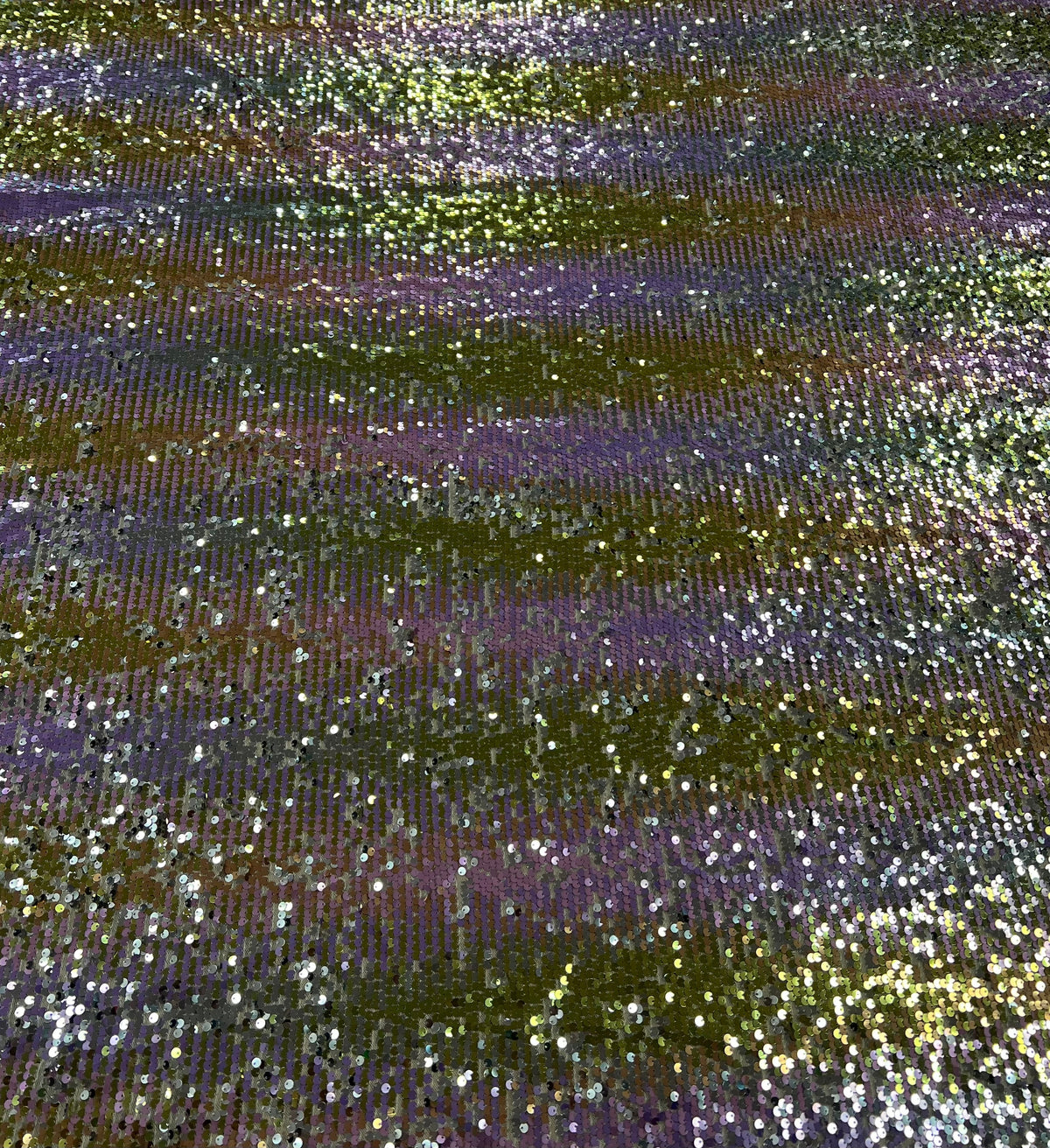Lilac Gold Sequin Detail Textured Mesh Stretch Fabric