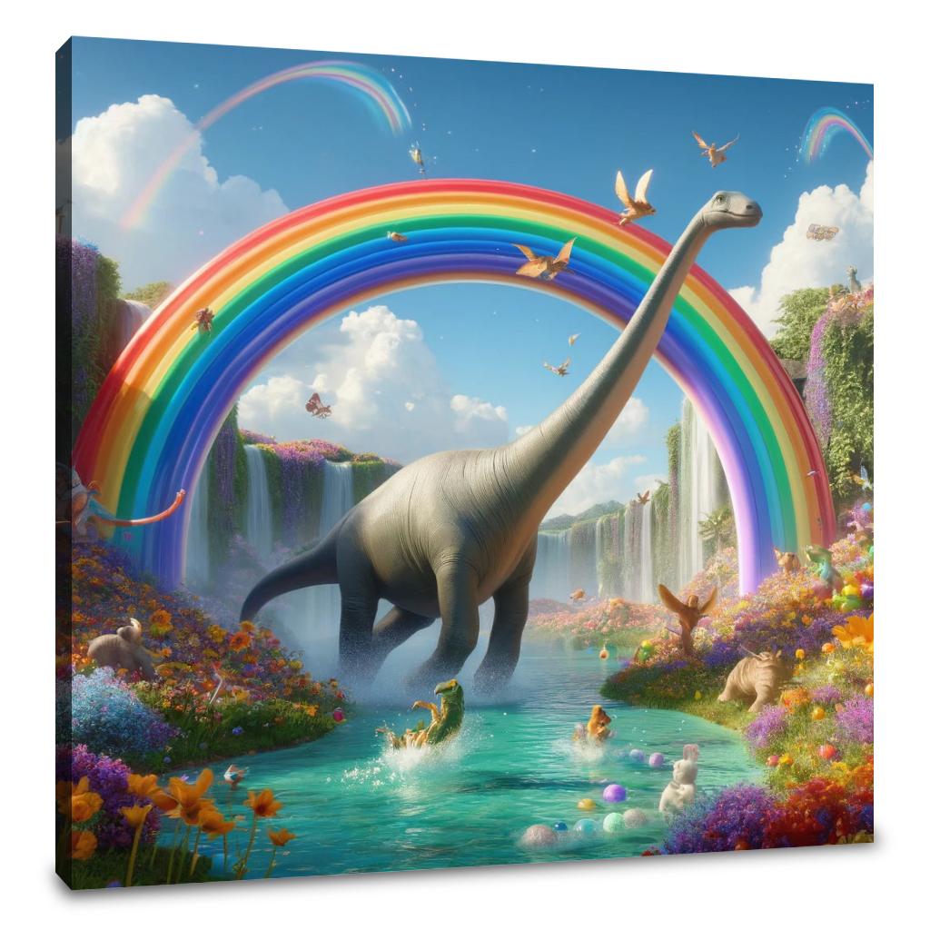 Brachiosaurus Rainbow Slide Canvas