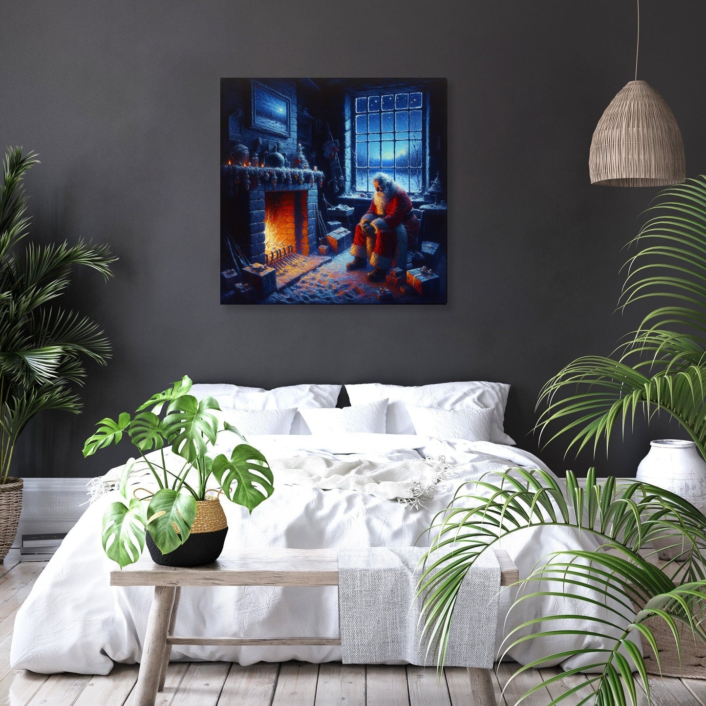 Santa's Solitary Hearth Canvas