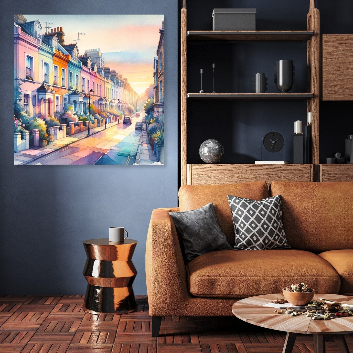 London Notting Hill Morning Watercolor Canvas