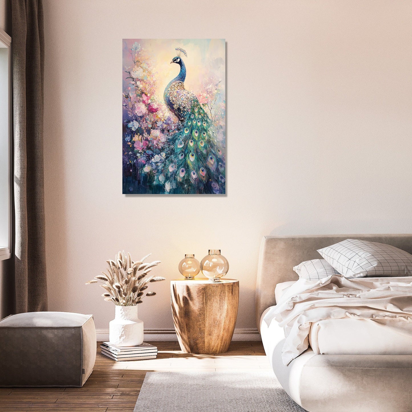 Jewel-Clad Peacock Canvas
