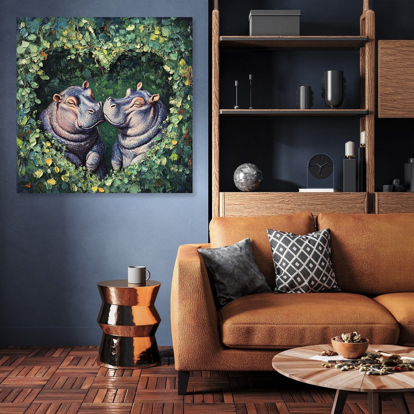 Embracing Hippopotamuses Canvas